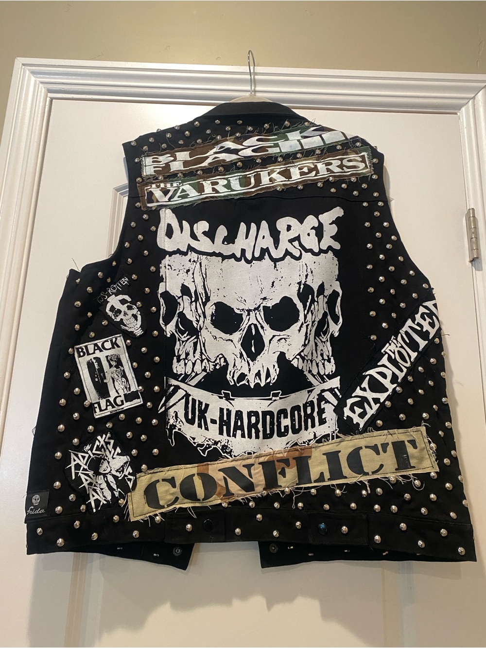 Vest, Studded Anarchy Punk w/Skull Discharge Back Patch